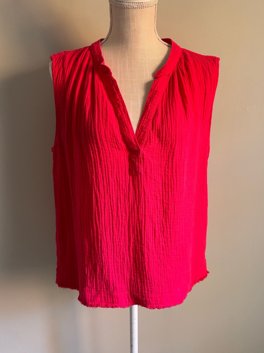 Sleeveless Cotton Tank Top Hot Pink